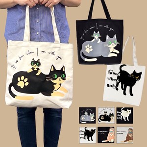 Handbag Plain Lightweight Cat Japanese Pattern Ladies