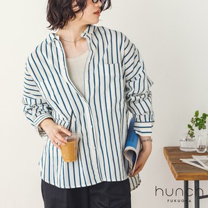 Button Shirt/Blouse Oversized Pudding Stripe Cambric 2023 New