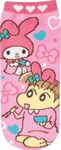 运动袜 蜡笔小新 系列 卡通人物 粉色 动漫角色 Sanrio三丽鸥