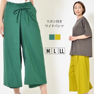 Full-Length Pant Plain Color Waist Summer Spring L Wide Pants Ladies