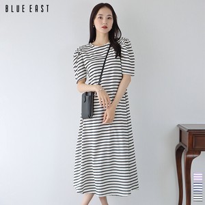 Casual Dress Long One-piece Dress Border Cut-and-sew