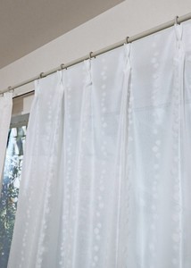 〈受注生産〉日本製 ドット柄 ホワイト 幅100cm (2枚組) パイルミラーレースカーテン 遮熱 保温 遮像 UV