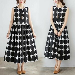 Casual Dress Long One-piece Dress M Polka Dot NEW