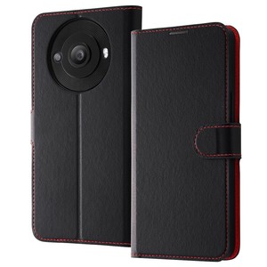AQUOS R8 pro 耐衝撃 手帳型ケース シンプル マグネット/ブラック/レッド