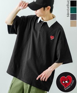 【SIDEWAYSTANCE】ハート刺繍半袖ラガーシャツ