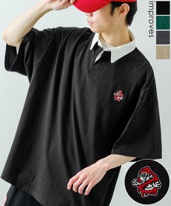 【SIDEWAYSTANCE】ゴーストバスターズ刺繍半袖ラガーシャツ
