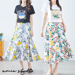 【2023新作】【M〜L】フラワープリントAラインスカート(C34-378) (5号店) FM5
