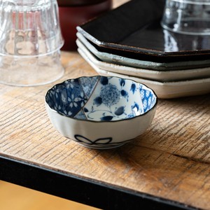 藍友禅 菊形 10.5cm小鉢[日本製/美濃焼/和食器]