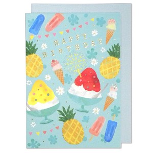 バースディカード ■かき氷&アイス&パインアップルのイラスト