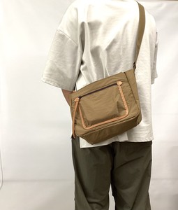 Shoulder Bag Cattle Leather Nylon Back 3-colors Made in Japan