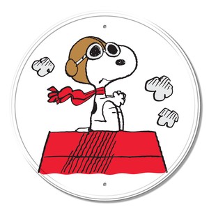 【アメリカン キャラクター】アルミニウム サイン Round Snoopy Baron DE-MS2722