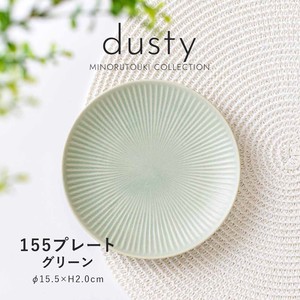 【dusty(ダスティ)】155プレート グリーン［日本製 美濃焼 食器 皿 ］