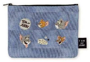 Pouch marimo craft Tom and Jerry Flat Pouch Embroidered