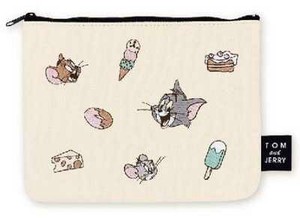 Pouch marimo craft Tom and Jerry Flat Pouch Embroidered