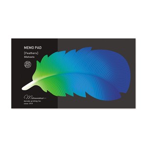 Memo Pad Blue Feather Made in Japan