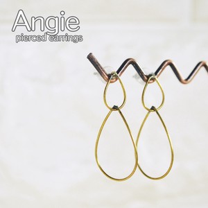 【Angie】 無垢真鍮 2ドロップリンク ゴールド ピアス