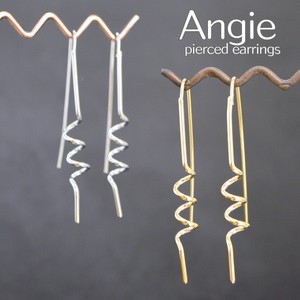 【Angie】 ストレートスパイラルフック 真鍮メッキコーティング ピアス 2色展開。