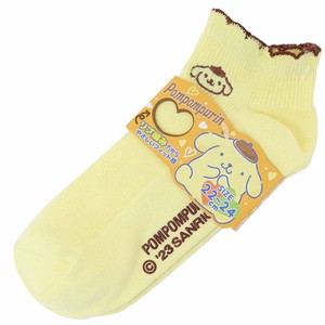 【靴下】ポムポムプリン キュートリブ刺繍ソックス パステル