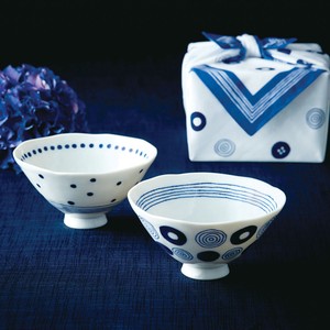Mino ware Rice Bowl Hollyhock Tableware Gift Set of 2