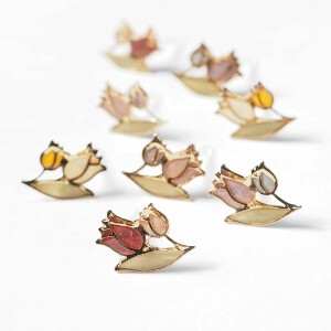 Pierced Earrings Resin Post Resin Tulips Made in Japan