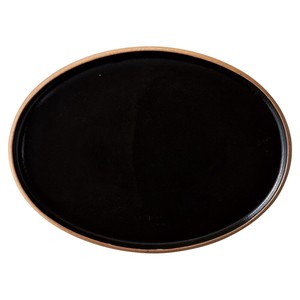 [美濃焼 食器]Cork（コルク） 黒 26cm切立楕円皿[日本製]