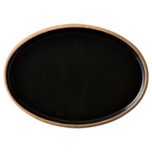 [美濃焼 食器]Cork（コルク） 黒 20.5cm切立楕円皿[日本製]