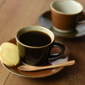 益子焼 コーヒーカップ＆ソーサー ペアセット チョコレート色ペア 【日本製】つかもと窯/伝統/カフェ