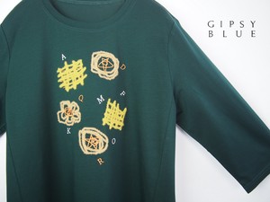 T-shirt Slit Stitch Spring/Summer Embroidered 7/10 length