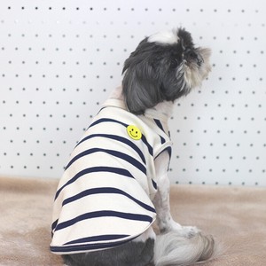 犬 服 スマイル ボーダーシンプルTシャツ S,M,L,XL  小型 犬 中型 犬 袖なし　伸縮性抜群