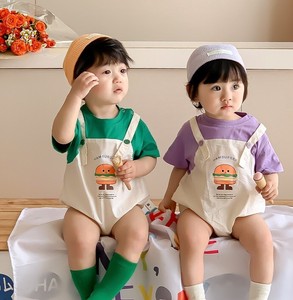 韓国スタイル　ハンバーガーロンパース　ベビー　新生児　キッズ　子供服