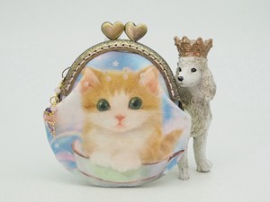 「ティーカップ猫」のがま口ポーチ・コインケース（口金8.5センチ）