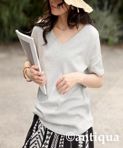[antiqua] T-shirt Ladies fashion T-Shirt V-Neck Short Sleeve Cotton