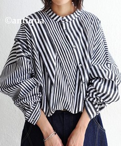 Antiqua Button Shirt/Blouse Pullover Stripe Ladies' Switching