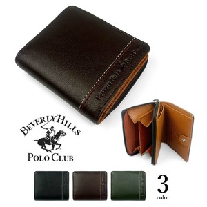 Bifold Wallet Round Fastener club Genuine Leather 3-colors