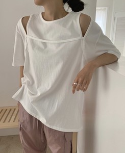 T-shirt Design Slit Shoulder Spring/Summer Cut-and-sew