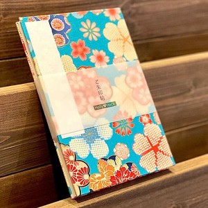 【大判】御朱印帳　花遊び金彩(水色)　【日本製】