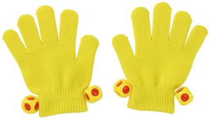 鈴付き ｶﾗｰのびのび手袋 黄