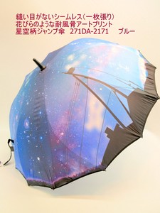 通年新作）雨傘・長傘-婦人　縫い目がない一枚張花びらのような耐風骨アートプリント星空柄JP傘