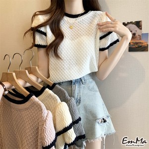 【2023SS】 EF0518 サマーニットTシャツ 半袖 薄手 カジュアル 夏 大きいサイズ