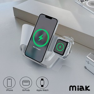 miak 3in1 ワイヤレス充電スタンド「Wave」Apple Watch　Magsafe　ワイヤレス充電