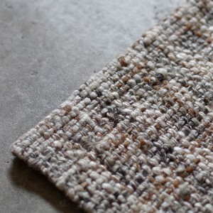 【天然繊維の手織りラグ】ラグマット　絨毯　自然素材　ウール　コットン　ライトブラウン