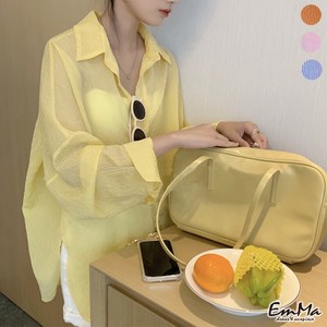 【2023SS】 EF0513 シアーカラーシャツ ストライプ カジュアル 長袖 日焼け対策 夏