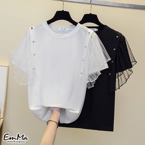 【2023SS】 EF0517 デザインTシャツ 半袖 袖チュール カジュアル 夏 大きいサイズ