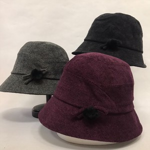 【秋冬帽子】秋冬婦人帽子　ふくれつばセーラー　ファー付き　レディース帽子