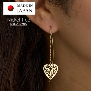 Pierced Earrings Gold Post Jewelry Made in Japan