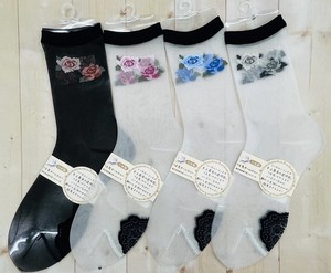 Crew Socks Rose Pattern Made in Japan