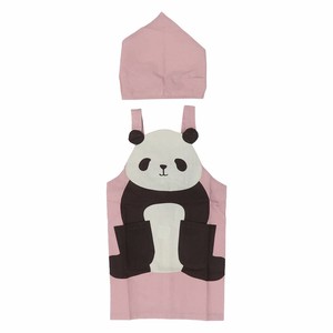 【エプロン】キッズエプロン＆三角巾 Mサイズ ハローパンダ ピンク