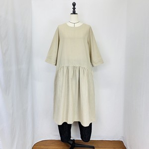 Casual Dress Waist Slub Stripe One-piece Dress Switching