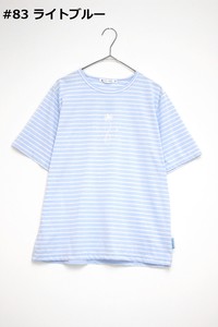 日本製  お花プリントのマリンボーダーTシャツ　135406