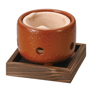 赤楽コンロ（敷板付）　　【日本製　陶器　直火可能】